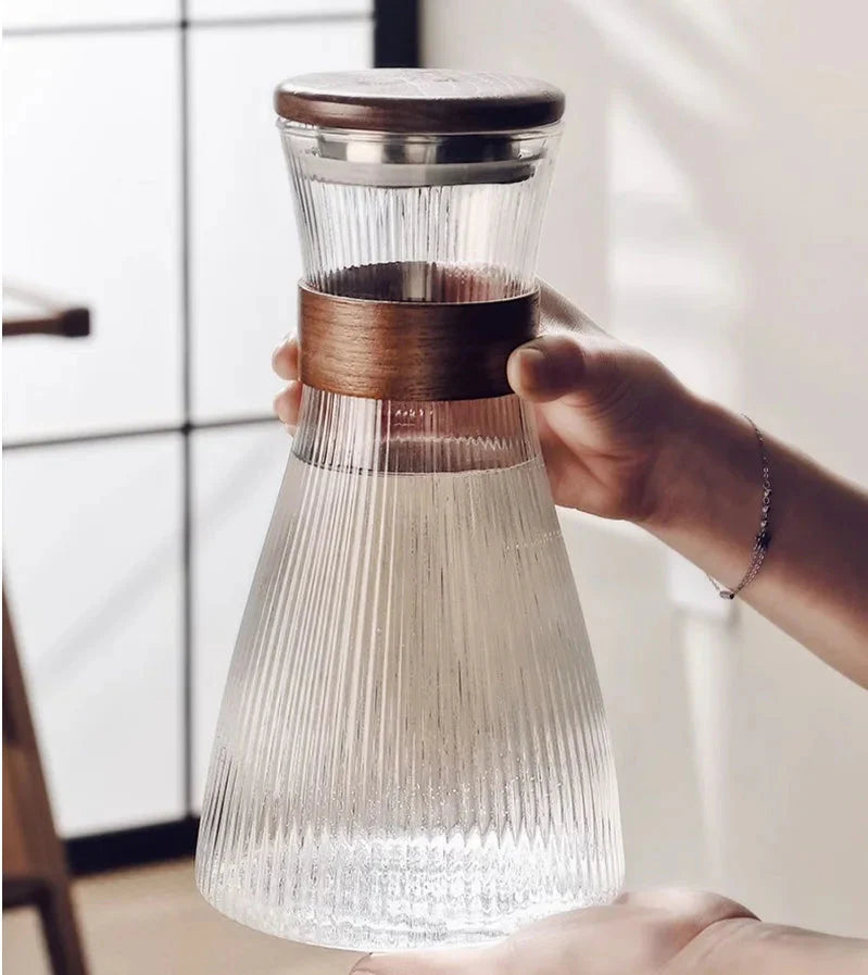Cold Glass Water Jug Transparent Heat Resistant Water Pot With cover | Stornfield