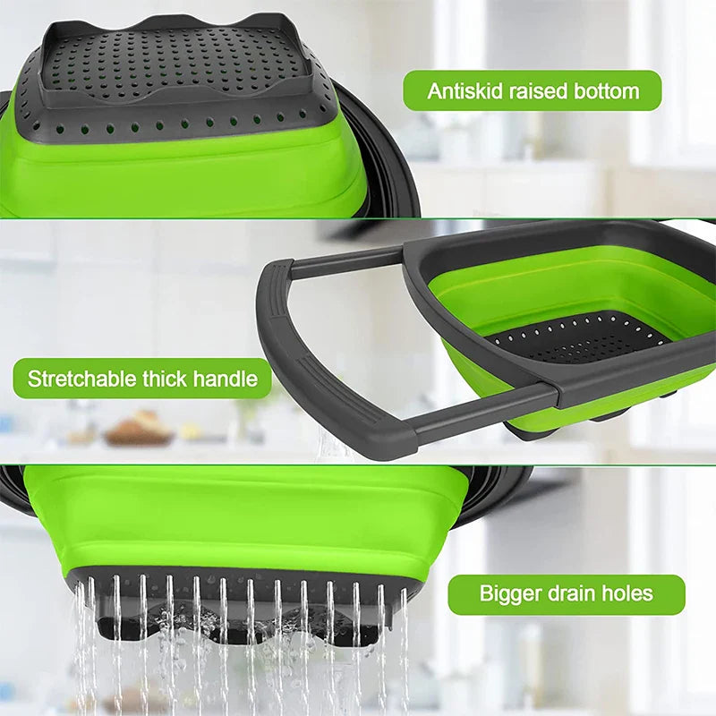 Collapsible Colander with Extendable Handles | Over-the-Sink Strainer | Stornfield