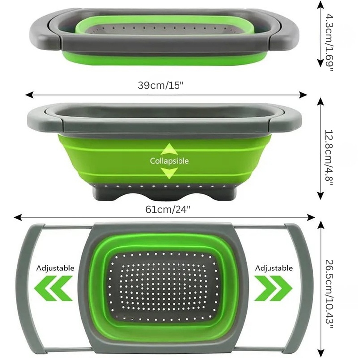 Collapsible Colander with Extendable Handles | Over-the-Sink Strainer | Stornfield