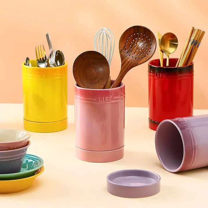 Stornfield | Organisateur d'ustensiles de cuisine coloré en céramique