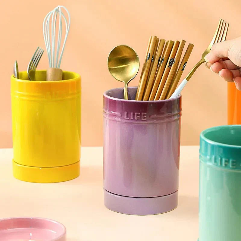 Stornfield | Organisateur d'ustensiles de cuisine coloré en céramique