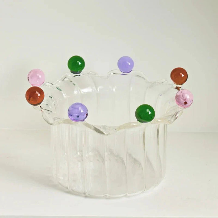 Colourful Crown Shaped Dessert Bowl - Eco-Friendly Glass Design | Stornfield