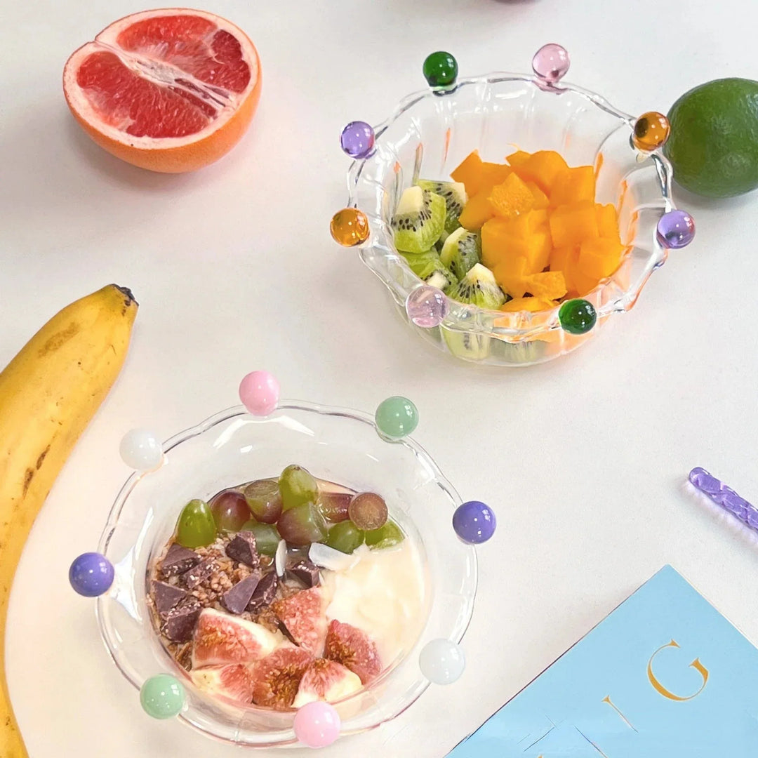 Colourful Crown Shaped Dessert Bowl - Eco-Friendly Glass Design | Stornfield
