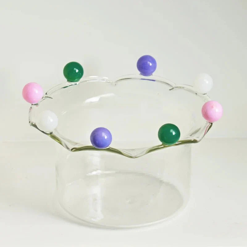 Colourful Crown Shaped Dessert Bowl - Eco-Friendly Glass Design | Stornfield