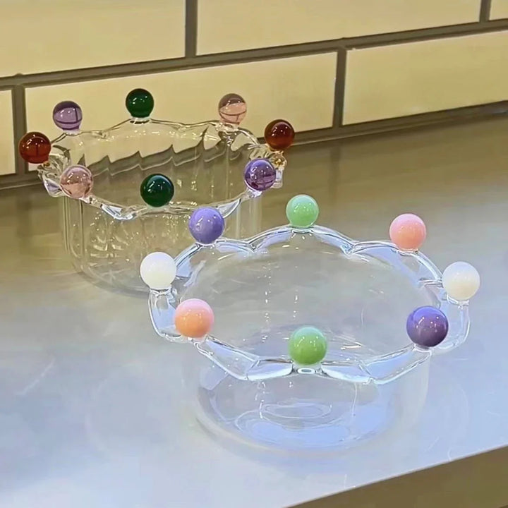 Colourful Crown Shaped Dessert Bowl - Eco-Friendly Glass Design | Stornfield