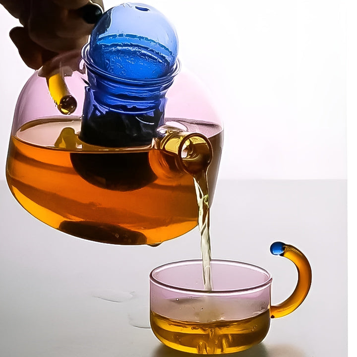 Transparent Teapot & Cups – Stylish Set in Contrasting Colors | Stornfield