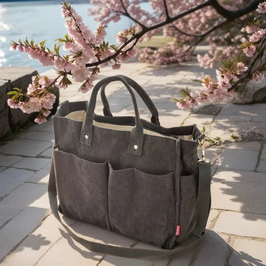 Cord Shoulder Bag Ladies Spacious and Sturdy for School and Work | Stornfield