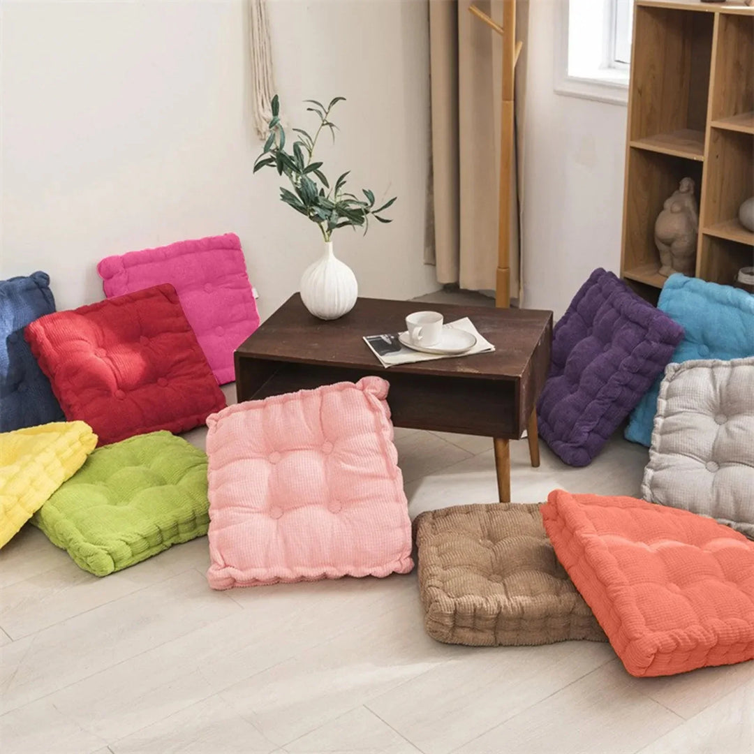 Corduroy Meditation Floor Cushion - Modern Cotton Seat 40x40cm | Stornfield