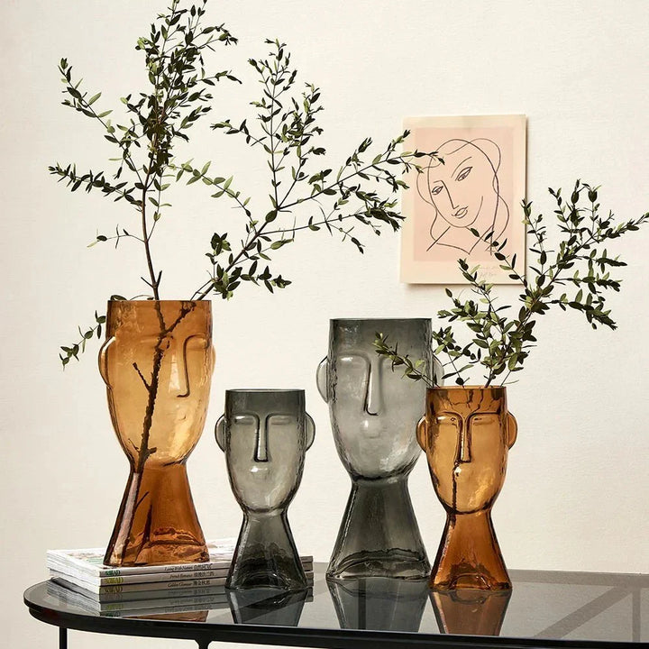 Creative Glass Head Shape Decorative Vase for Modern Decor | Stornfield