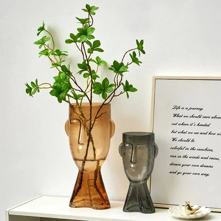 Creative Glass Head Shape Decorative Vase for Modern Decor | Stornfield