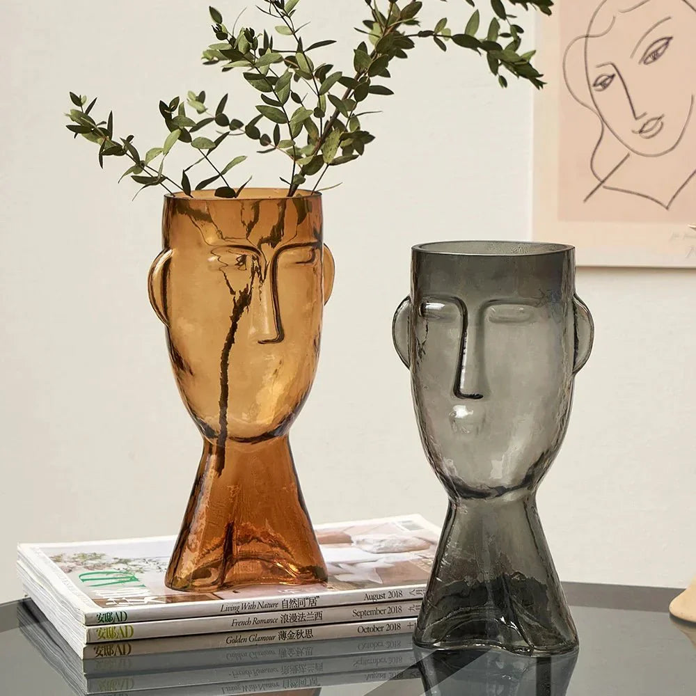 Creative Glass Head Shape Decorative Vase for Modern Decor | Stornfield