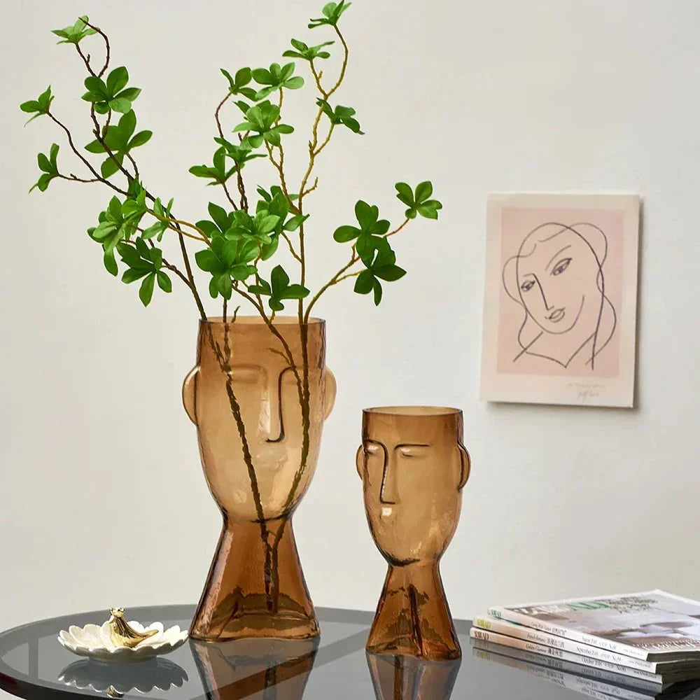Creative Glass Head Shape Decorative Vase for Modern Decor | Stornfield