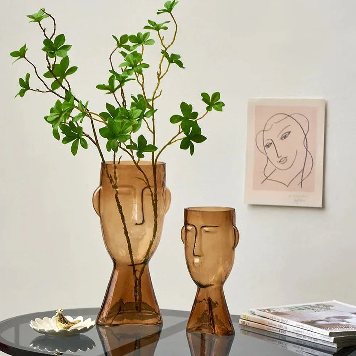 Creative Glass Head Shape Decorative Vase for Modern Decor | Stornfield