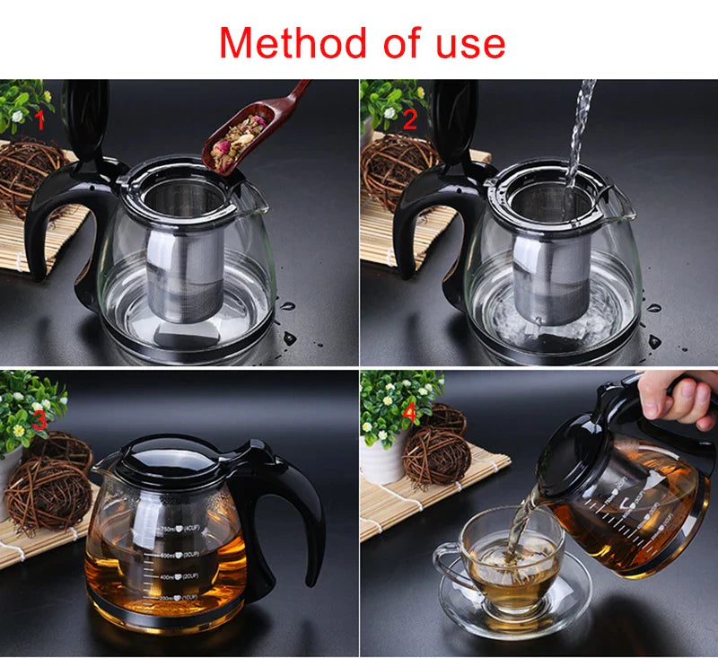 Creative Glass Teapot with Removable Steel Infuser Filter Tea Kettle | Stornfield
