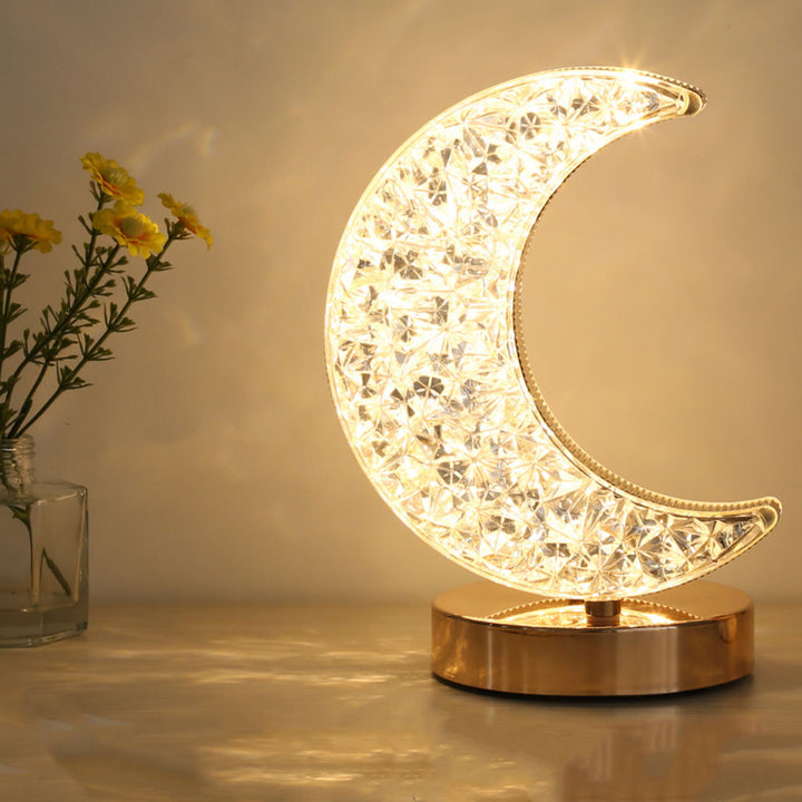 Crystal Crescent Moon Lamp with Adjustable Brightness USB | Stornfield