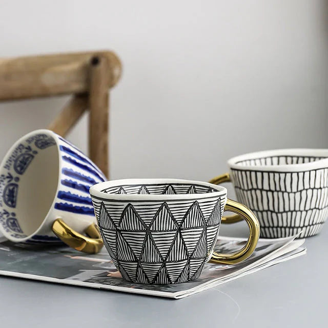 Ceramic mug with geometric design – Stylish and modern | Ideal for coffee or tea | Stornfield