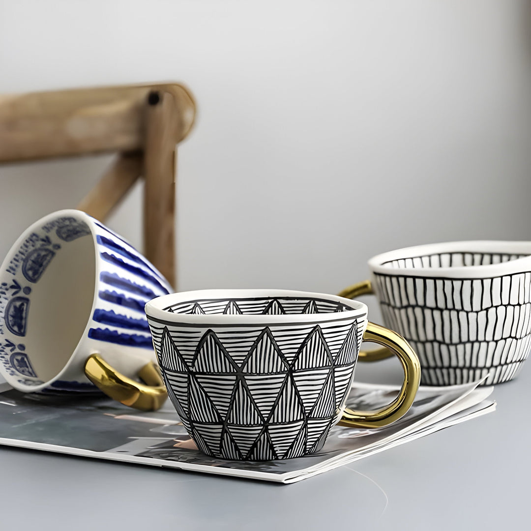 Ceramic mug with geometric design – Stylish and modern | Ideal for coffee or tea | Stornfield