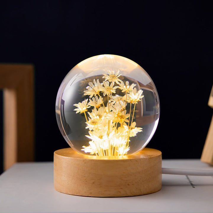 Stornfield | Crystal Ball Lamp with Eternal Flowers – Lumora