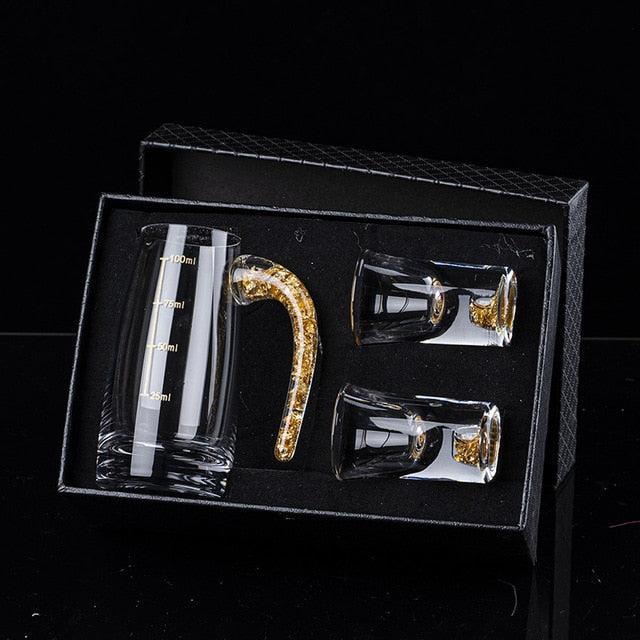 Crystal Liquor Spirits Shot Glass Box Gold Thick Bottom Wine Glasses | Stornfield