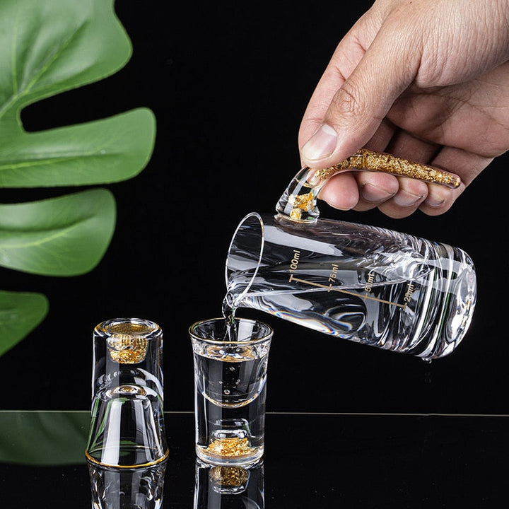 Crystal Liquor Spirits Shot Glass Box Gold Thick Bottom Wine Glasses | Stornfield