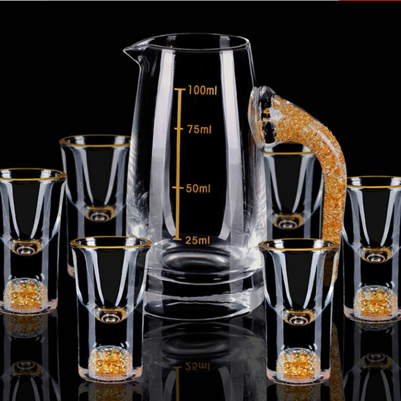Crystal Liquor Spirits Shot Glass Box Gold Thick Bottom Wine Glasses | Stornfield