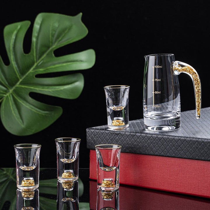 Crystal Liquor Spirits Shot Glass Box Gold Thick Bottom Wine Glasses | Stornfield