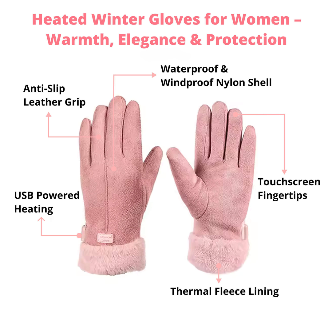 Stornfield | Heated Gloves for Women UK – Ladies Thermal Waterproof Winter Gloves with Touch Screen & USB Rechargeable Warm Design