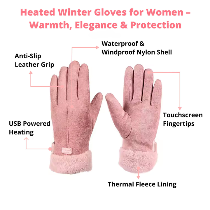 Stornfield | Heated Gloves for Women UK – Ladies Thermal Waterproof Winter Gloves with Touch Screen & USB Rechargeable Warm Design