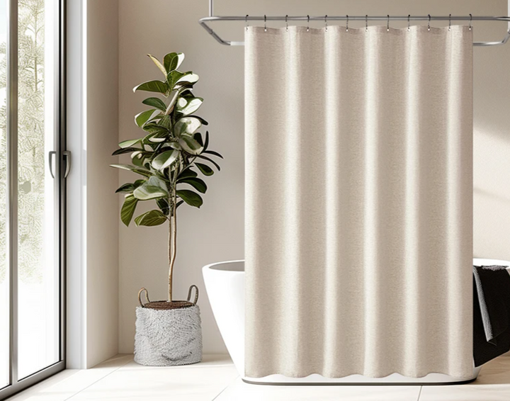 Luxurious linen shower curtain – Waterproof and thick Stornfield faux linen