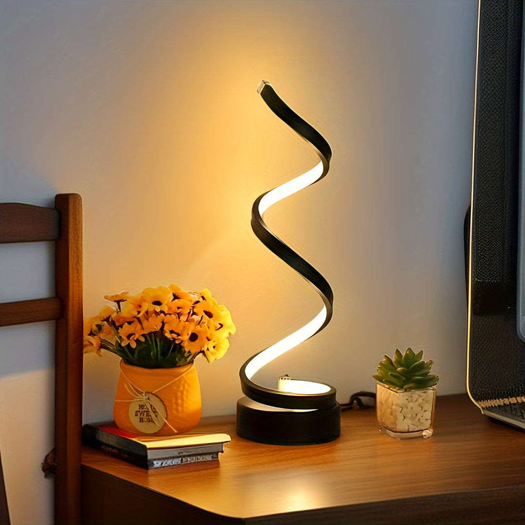Stornfield | Lampe de Table Spirale Moderne – Lampe de Bureau LED Créative avec Lumière Douce Chaude, Parfaite pour la Décoration de Chambre, de Salon et d'Étude