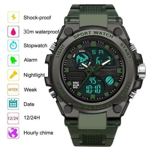 Stornfield | Men's Sporty Luminous Waterproof Multifunctional Dual Display Wristwatch