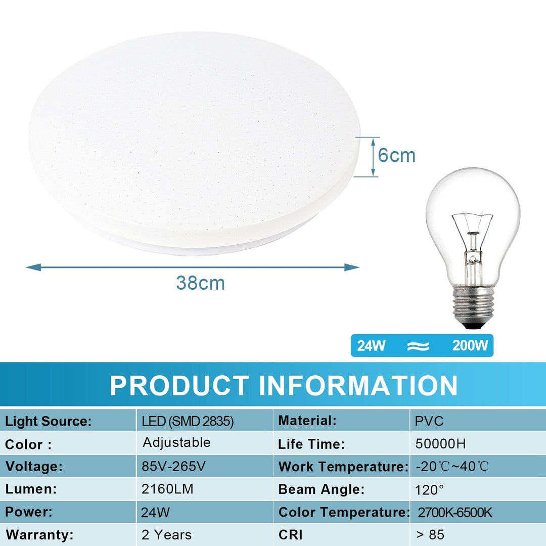 24W LED Ceiling Light Dimmable with Starry Sky Effect | Stornfield