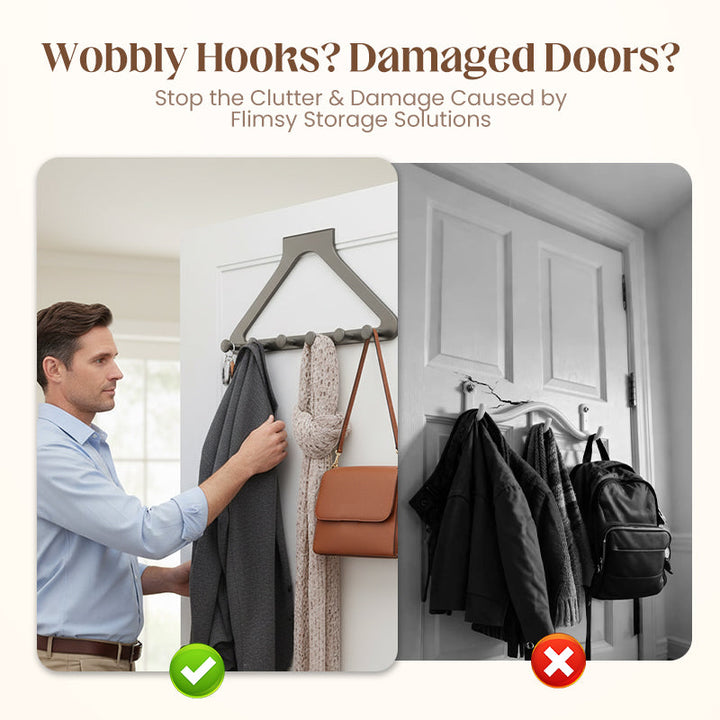 ClariHold Door Hook Rack — More space and organization, completely without drilling stress or door damage | Stornfield