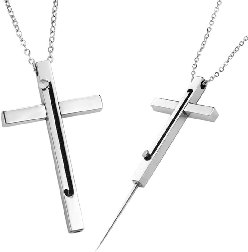 Stornfield | Retractable Toothpick Necklace with Stainless Steel Cross Pendant