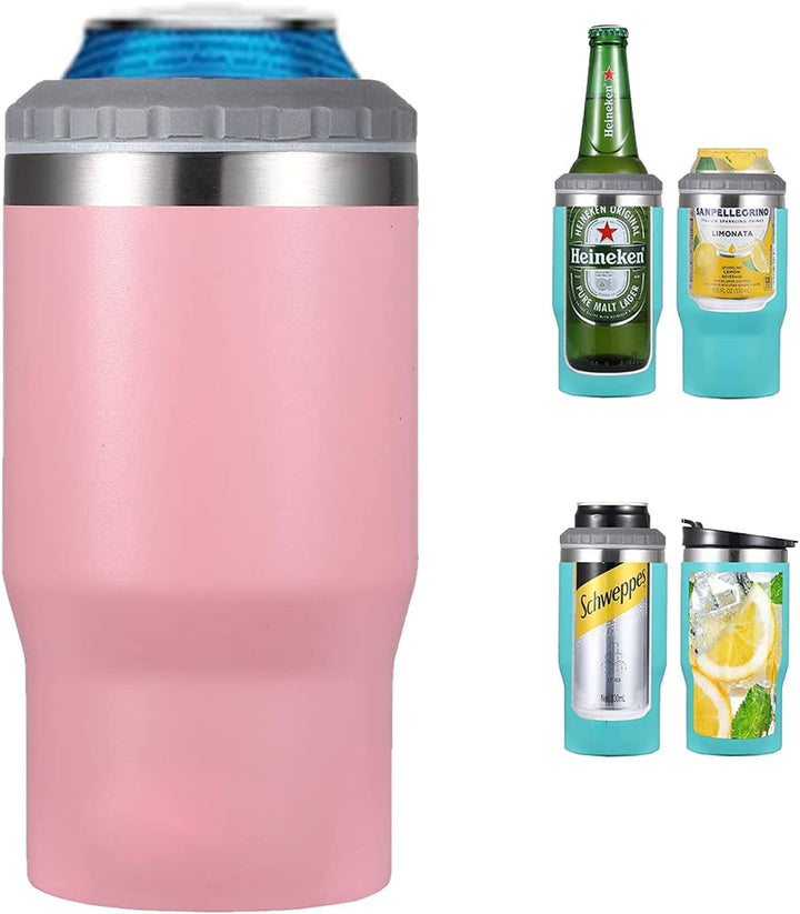Stornfield | 4-in-1 Stainless Steel Can/Bottle Thermos, 14 Oz Dual-Purpose Lid, Insulated SUS Can Cooler, Beer Bottle Holder (Black)