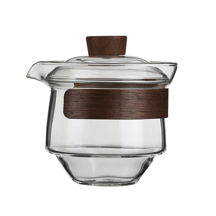 Elegant heat-resistant glass cup with walnut lid for tea lovers | Stornfield