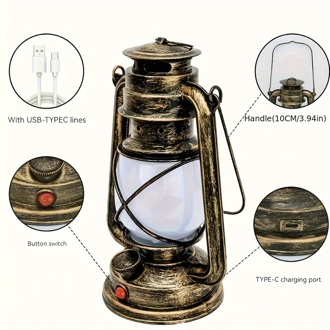 RetroGlow Lantern – Vintage LED Lantern with Flame Light Effect | Stornfield