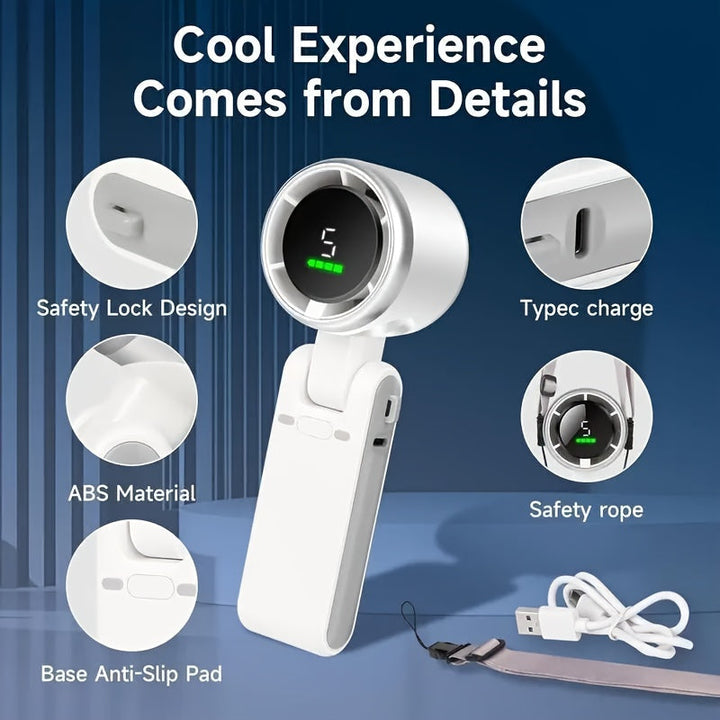 USB rechargeable handheld fan with 5 speeds | Stornfield