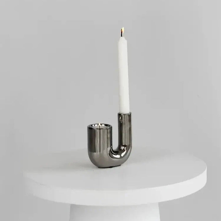 Elegant Silver Candle Holder with Minimalist Design | Stornfield