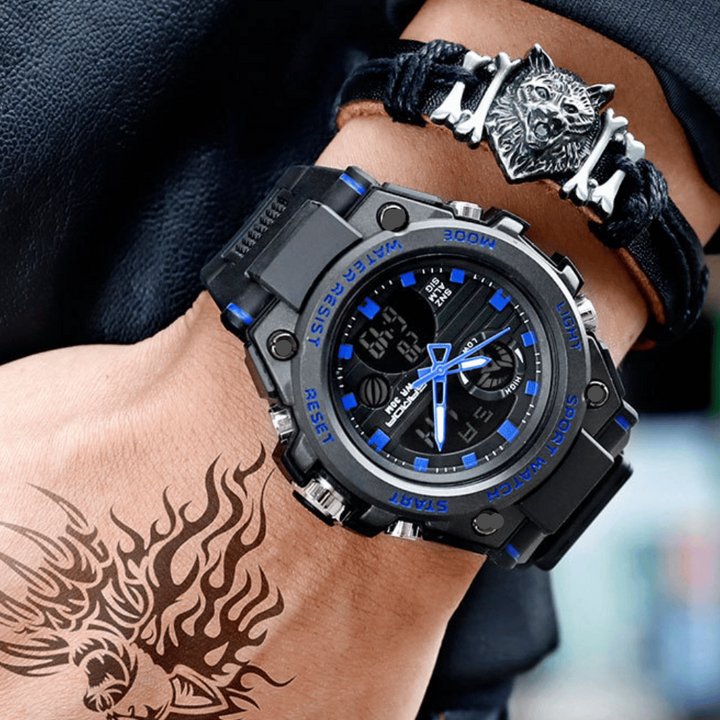 Stornfield | Men's Sporty Luminous Waterproof Multifunctional Dual Display Wristwatch