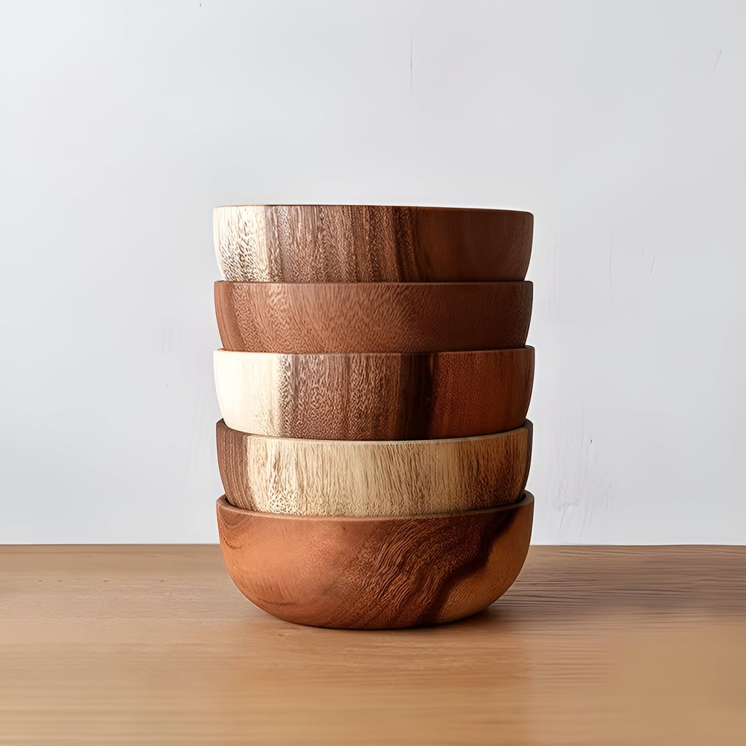 Wood Serving Bowls Set (4-piece) – ReusaStornfielde and Handcrafted | Perfect for Salad, Soup, Rice & Ramen | Stornfield
