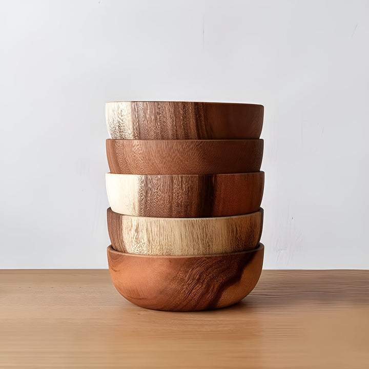 Wood Serving Bowls Set (4-piece) – ReusaStornfielde and Handcrafted | Perfect for Salad, Soup, Rice & Ramen | Stornfield