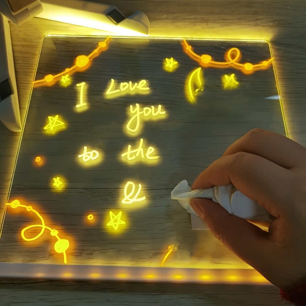 Stornfield | USB LED Noteboard with 12 Color Pens - Light Up Message Board for Office & Home