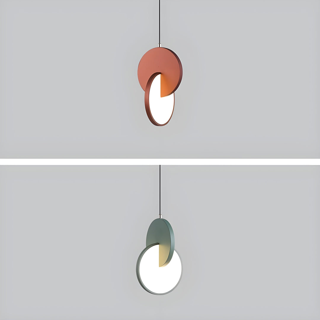 Modern Scandinavian LED pendant lamp with round frame and warm light bowl