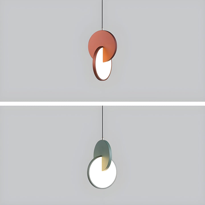 Modern Scandinavian LED pendant lamp with round frame and warm light bowl