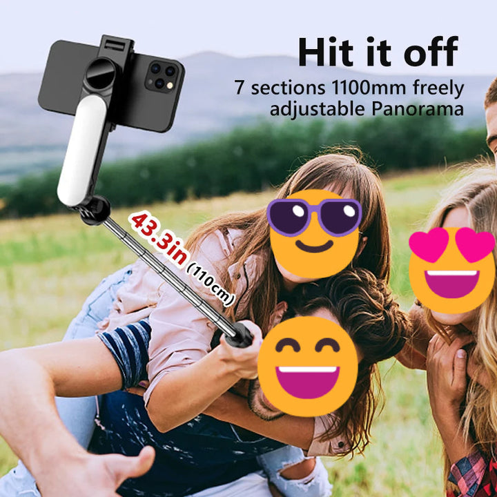 Ultra Foldable Built-In Lighting Selfie Stick Tripod | Stornfield