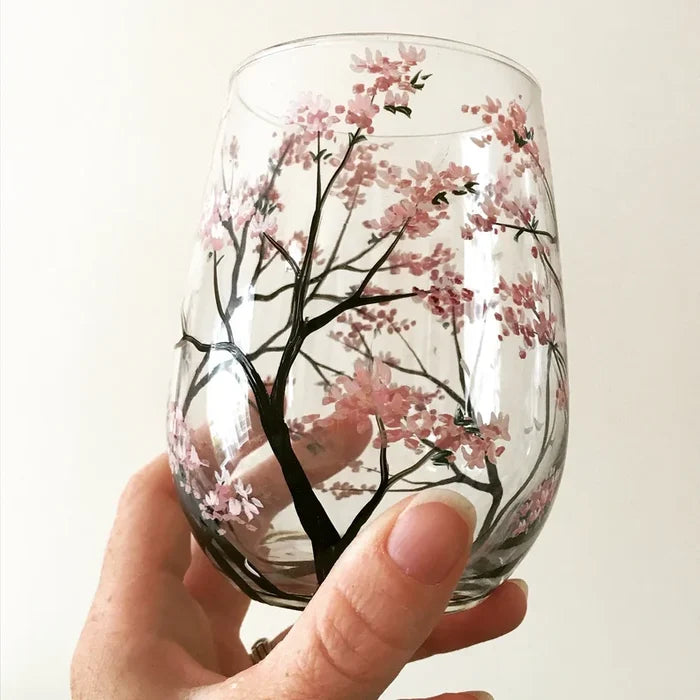 Stornfield | Hand Painted Four Seasons Tree Wine Glasses | Unique Art