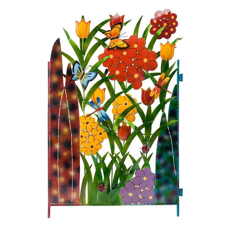 Colorful Metal Butterfly and Flower Garden Screen | Stornfield
