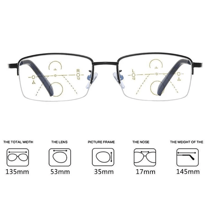 Stornfield | Titanium Progressive Distance and Near Range Dual-Use Reading Glasses