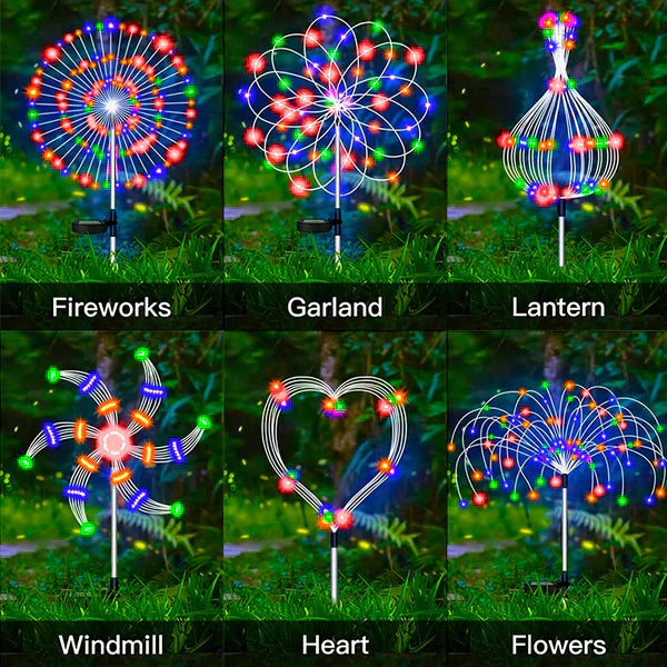 Stornfield | 4 Pieces Solar Firework Garden Lights - Weatherproof LED Decorative Lighting, Solar Powered for Garden and Patio